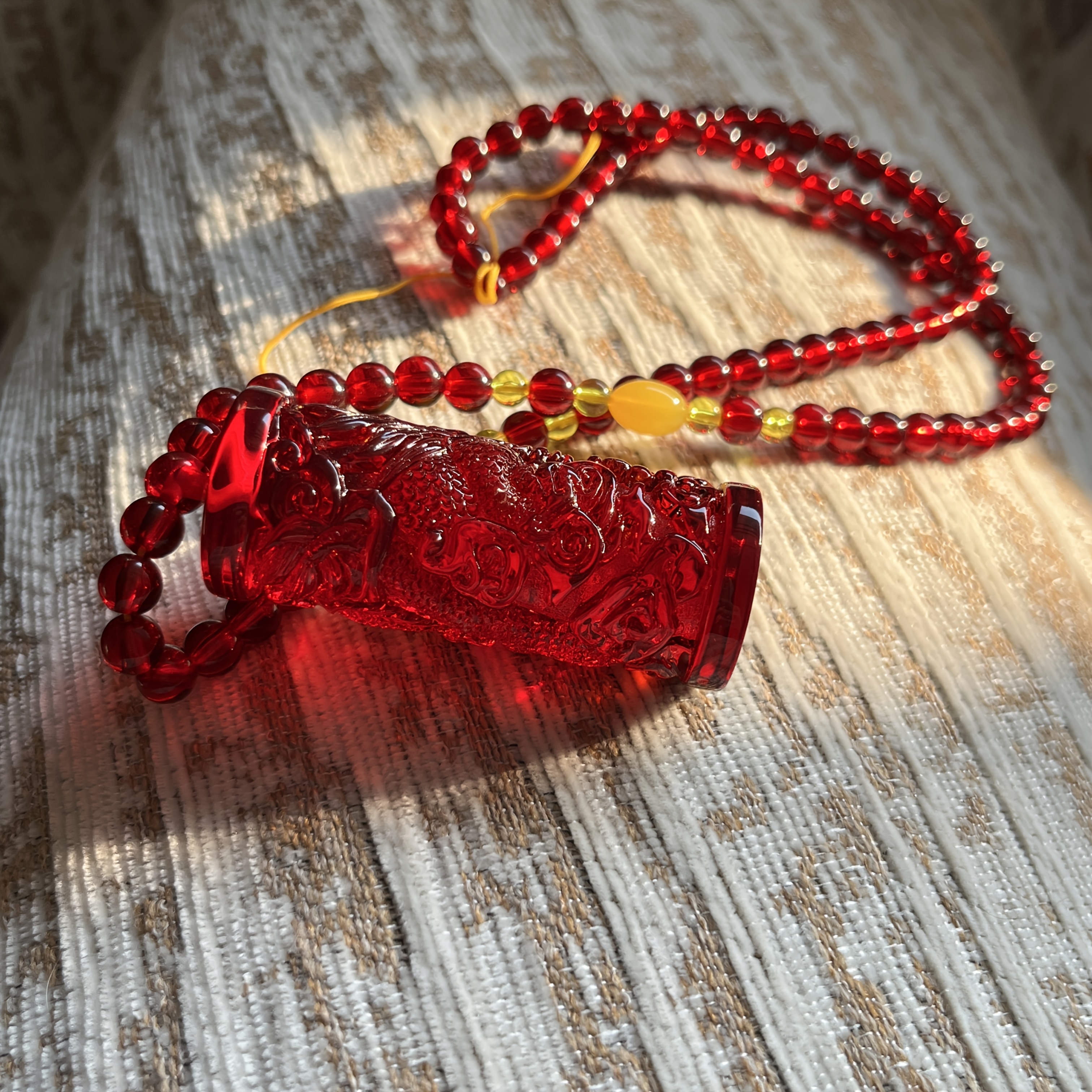 Amber Dragon Pendant Necklace, Bold Statement Gift